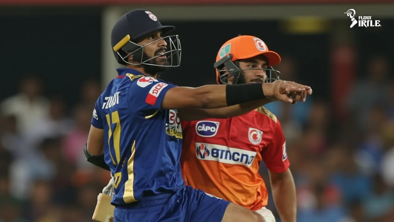 Editorial frame of a young left-handed batter playing a pull shot under floodlights